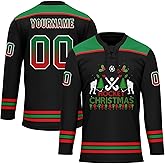 Onegam Custom Christmas Hockey Jersey for Men Women Youth, Santa Claus Ice Hockey Practice Uniform Sports Training Outfit