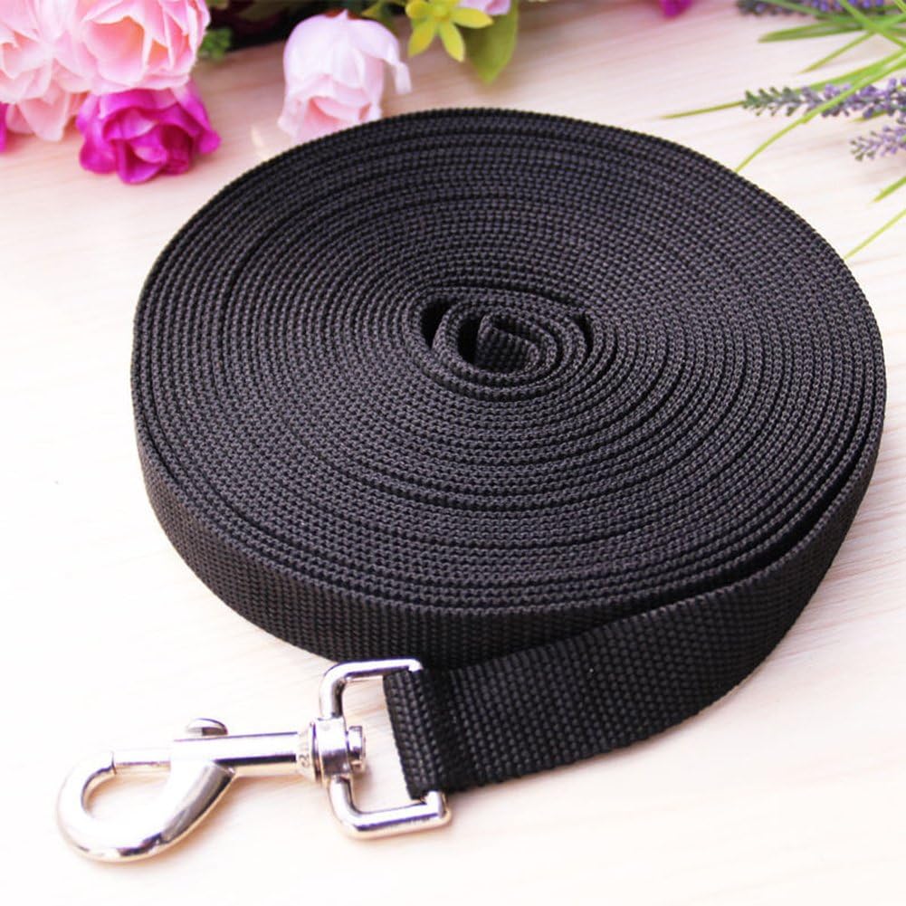 Puppy Pet Dogs Train Obedience Training String Recall Foot Feet Leash chain Lead 6/15/20/30/50/100ft size 30ft (Black)