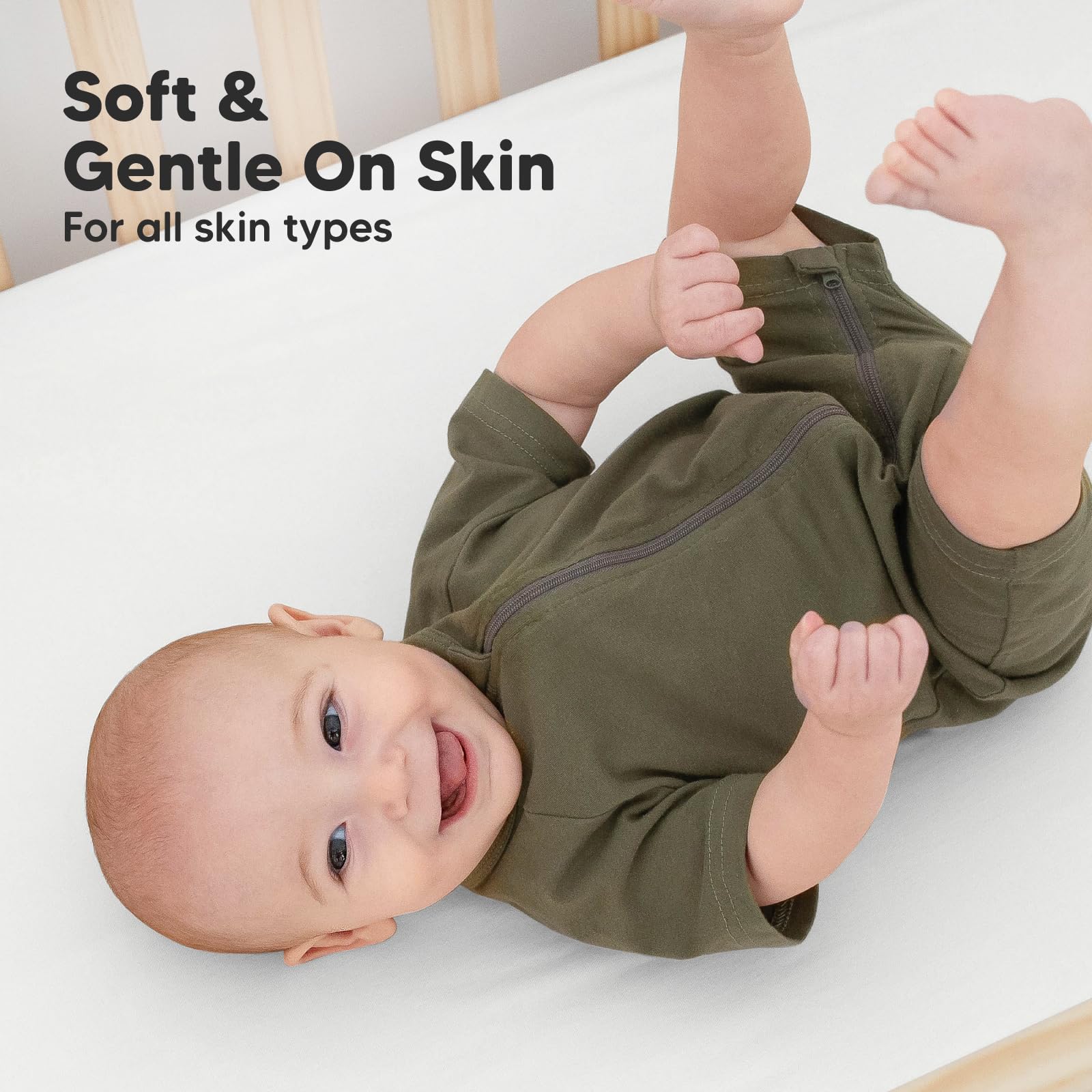 KeaBabies 2-Pack Organic Crib Sheets for Boys, Girls - 52x28 Fitted Crib Mattress Sheet Neutral, Breathable Jersey Cotton Cover for Baby Bed, Toddler Mattress, Soft & Cute Prints (Soft White)