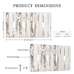 White Grey Wood 4 Gang Light Switch Cover