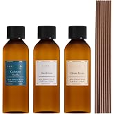 COCORR&Iacute;NA Reed Diffuser Refill Set, 10.2oz Scented Oil Refill 3 Pack, Clean Linen, Cashmere Vanilla, Gardenia, Long Lasting Oil Diffuser Refill with 18 Sticks for Bathroom &amp; Bedroom