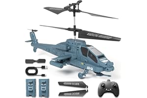 QI XING Remote Control Helicopter for Kids,RC Apache Helicopter for Adults,Military RC 2 Speed Airplane with LED Lights and Altitude Hold, Birthday Gifts for Boys Girls