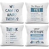 LRyeisahh Blue Inspirational Throw Pillow Covers, Inspirational Gifts for Women, Motivational Decorative Pillowcases Cushion Cases for Home Bedroom Living Room Decor, 18x18 Pillow Covers Set of 4