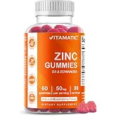 Vitamatic Zinc 50mg Gummies &ndash; 60 Vegan Gummies Gluten Free &ndash; Healthy Immune Support for Adults, Men &amp; Women