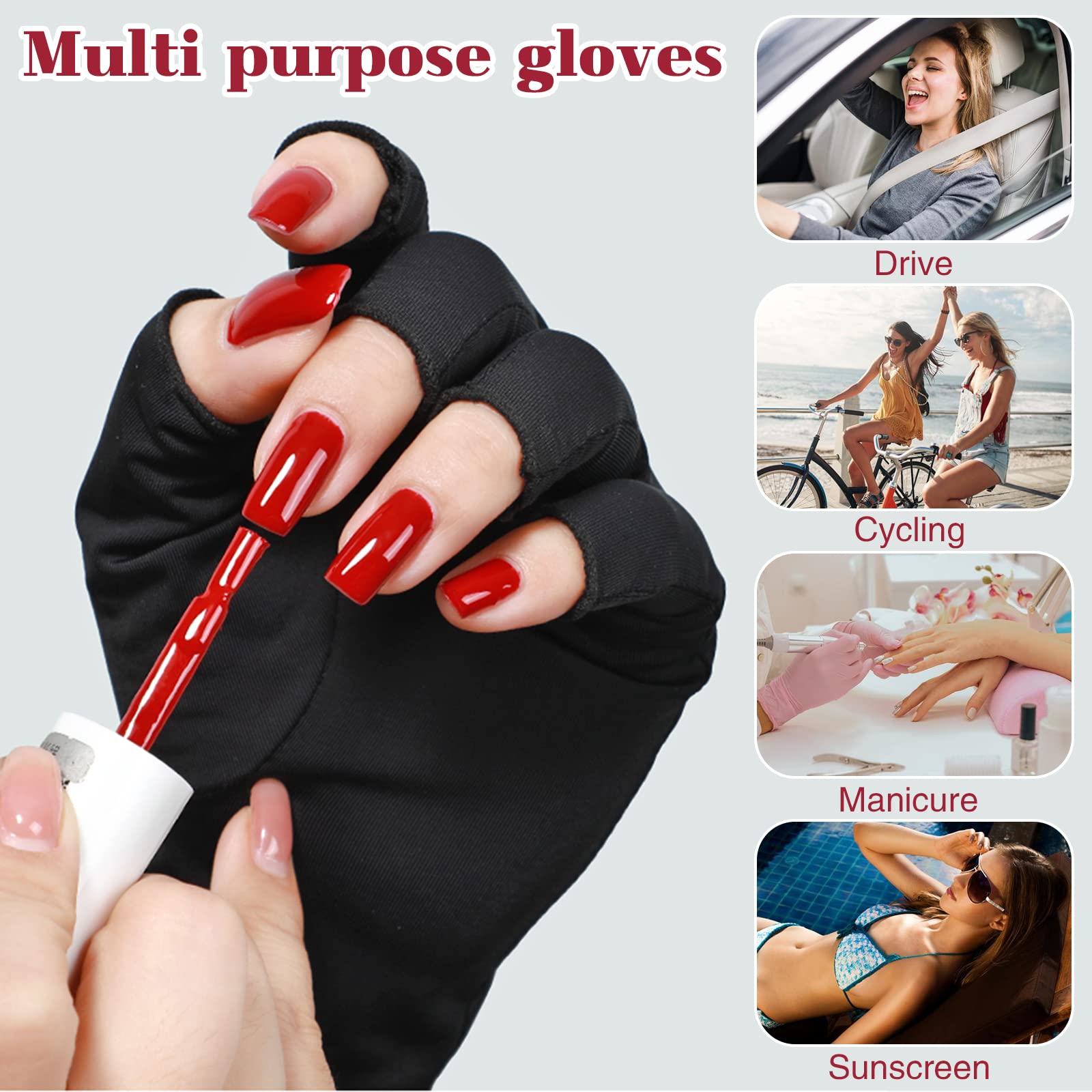 4 Pairs UV Protection Gloves for Gel Nails, UV Light Manicure Gloves for Nail Lamp