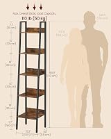 VASAGLE 5 Tier Shelf Ladder Bookcase Storage Stand Industrial Rustic Brown view 7