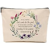 Watercolor Wreath Makeup Bag for Women, Bible Verse Portable Travel Organizer Toiletry Cosmetic Bag with Zipper, Roomy Makeup Bags Skincare Pouches Travel Accessories, Christian Gifts