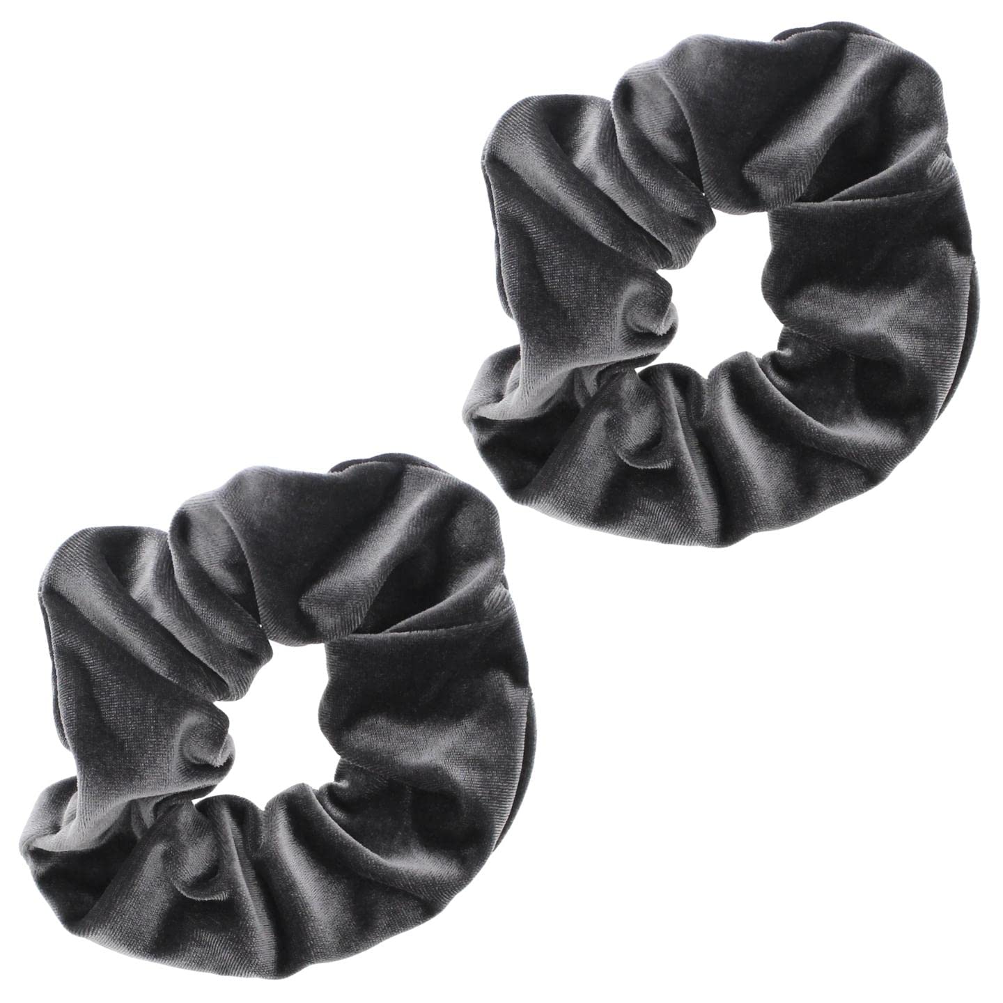 Topkids Accessories - Luxury Velvet Scrunchie Scrunchies Elastic Hair Band Ponytail Holders Hair Scrunchie Hair Bobbles Hair Accessories for Women, Ladies, Girls - Pack of 2 (Dark Grey)