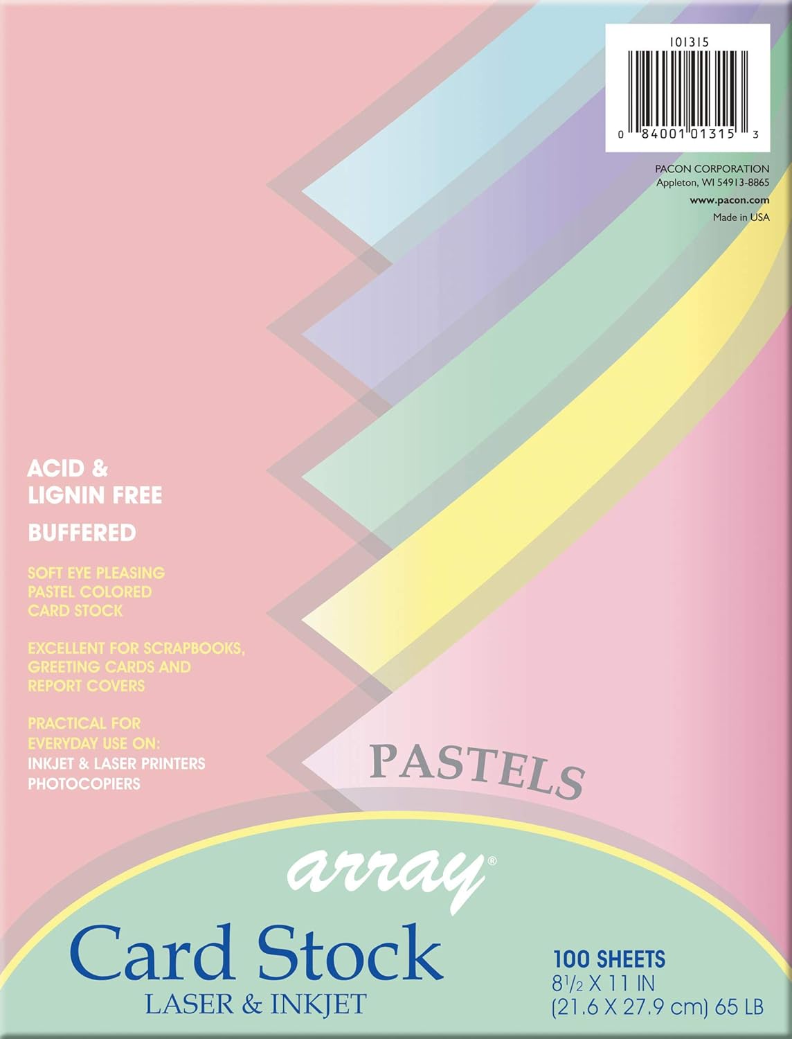 Array Card Stock Pacon Card Stock, 8 1/2 inches x 11 Inches, Pastel Assortment, 100 Sheets (101315), Assorted Pastel : Cardstock Papers : Industrial & Scientific