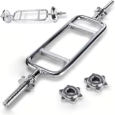 uyoyous 34'' Olympic Triceps Bar Solid Weight Bar with 2 Ring Collars | Standard Threaded Curl Weight Deadlift Barbell Home Gym Weightlifting &amp; Bodybuilding Exercise for Squats Shrugs