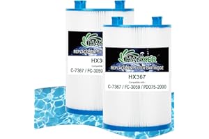HANXER® C-7367 Spa Filter Cartridge Replaces for Dimension One Spa 1561-00, PDO75-2000, Filbur FC-3059, PDO75-2000, AK-60035, 70759, 75 Sq.Ft Spa Hot Tub Filter, 2 Pack