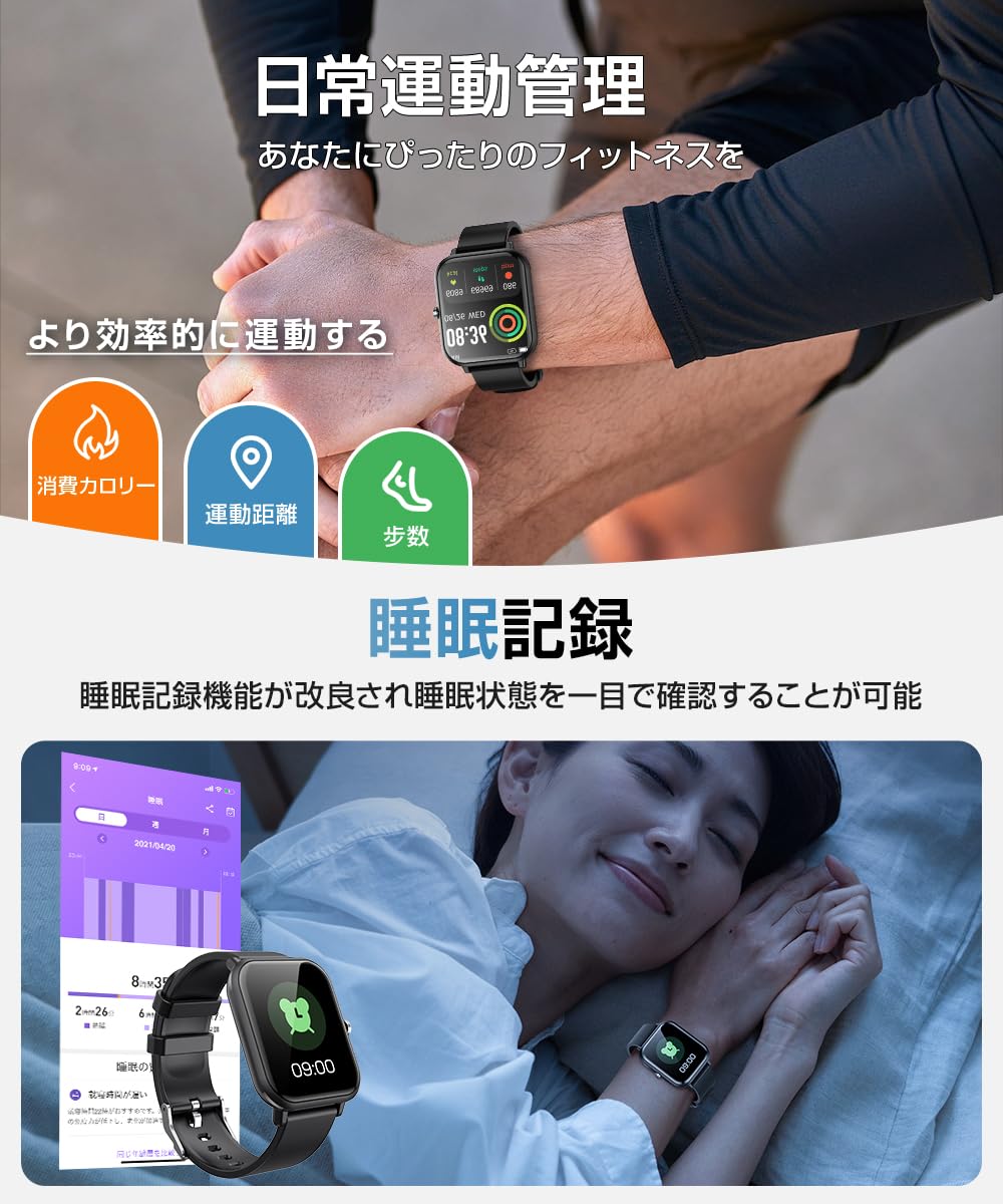 Smart Watch, Bluetooth 5.3 (2025 New Release, 1.7-inch Large Screen, Ultra Thin), Activity Meter, Compatible with iPhone/Android, IP68 Waterproof, Sports Watch, 24 Exercise Modes, Men's, Women's, GPS