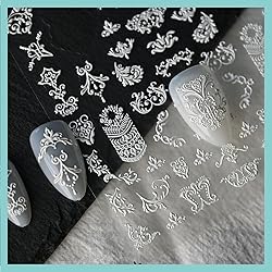 CESTSIREN Whtie Nail Stickers, Vintage Totem Nail