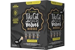 TIKI PETS Tiki Cat After Dark, Velvet Mousse, Variety Pack, Grain & Potato Free Formula, with High Protein & Nutrient Dense Blended Irresistible Organ Meat, 2.8 oz. Pouch (Pack of 12)