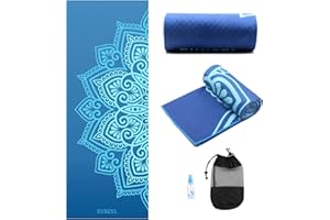 Eunzel Yoga Towel,Hot Yoga Mat Towel - Sweat Absorbent Non-Slip Printed Yoga Towel with Grip Dots for Hot Yoga, Pilates and Workout