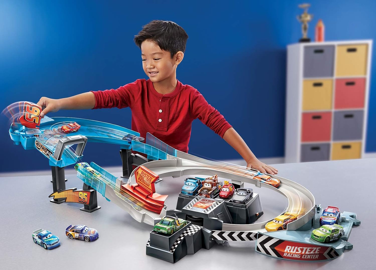 Disney Pixar Cars Rusteze Double Circuit Speedway, Blue, Large - Image 3