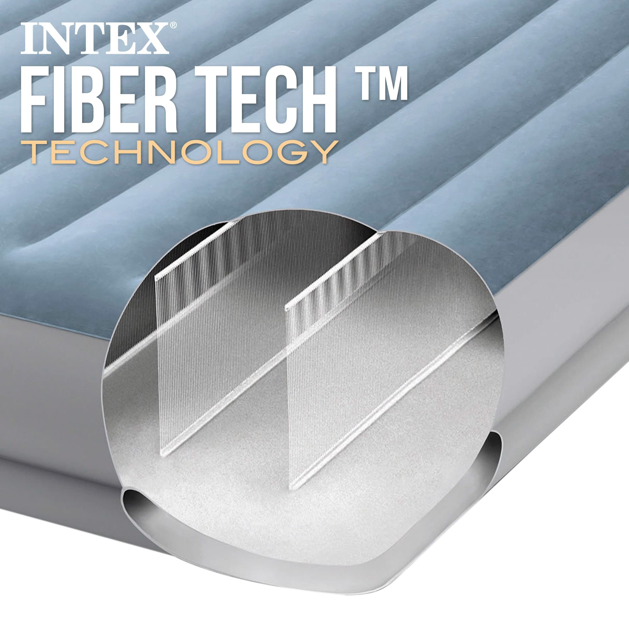 INTEX "Prestige Mid-Rise" Luftbett für 1 Person (152x203x36 cm) max. 272 KG – mit integrierter USB-Pumpe – Gästebett aufblasbares Bett Camping Matratze mit Fiber-Tech (64159) 8