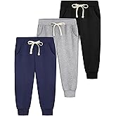 Aocku 3 Pack Toddler Sweatpants Cotton Baby Girls Joggers Toddler Girls Sweatpants with Pocket Drawstring