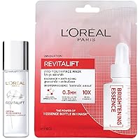 L'Oreal Paris Revitalift Crystal Micro-Essence, 22 ml And L'Oreal Paris Revitalift Essence Face Sheet Mask, Brightening and Hydrating, 30g