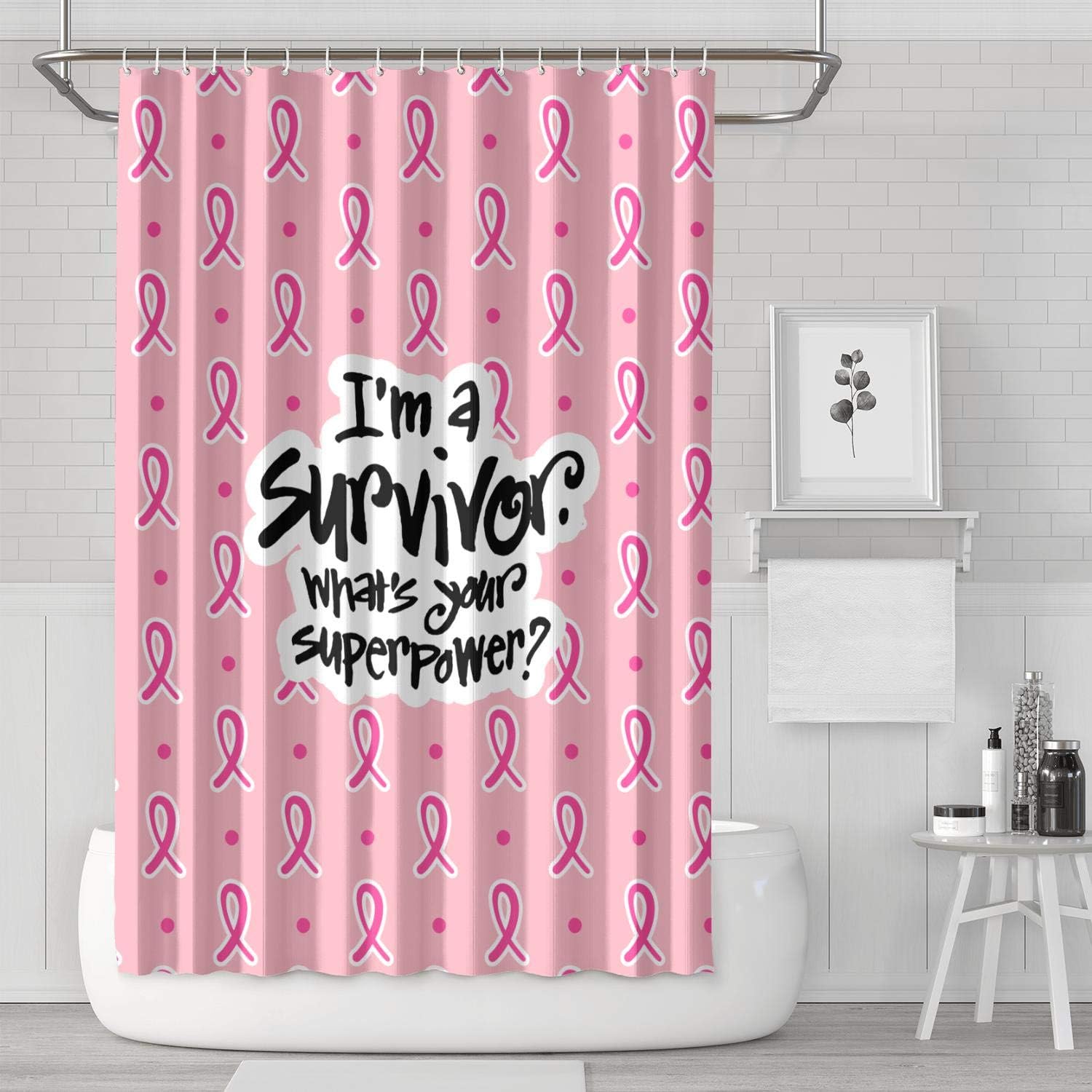 FEDFD Breast Cancer Survivor Washable Shower Curtain