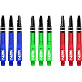 RED DRAGON Nitrotech Medium Dart Shafts - Flight Locking System for Secure Setup &amp; Compact Control - Transparent Polymer, 42mm, 9 shafts (3 Sets), Blue, Green, Red
