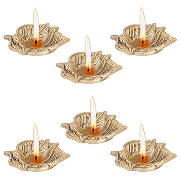 Jaipuri haat Metal Golden Diwali Diya Oil Lamp for Puja Home Décor (Set of 4)