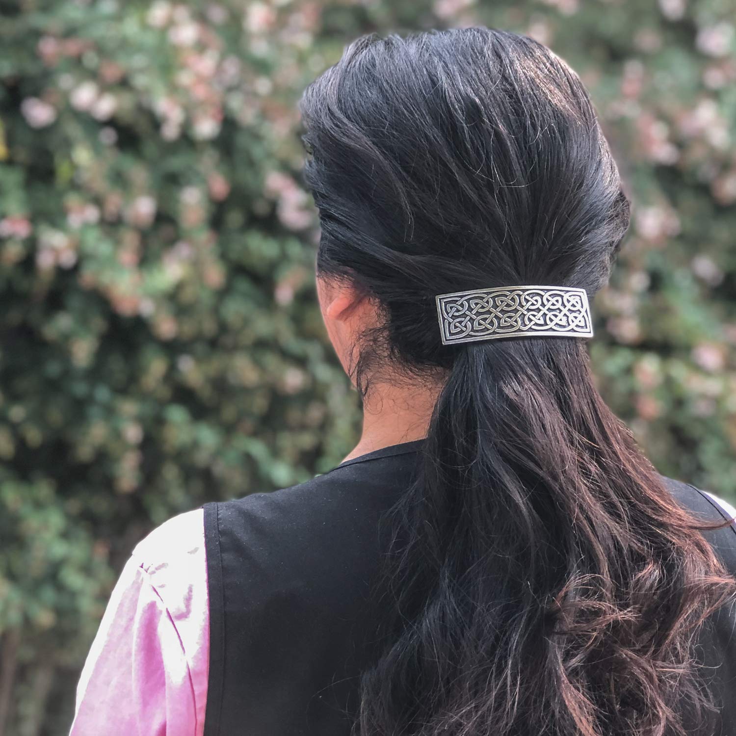 Large Celtic Hair Clip, Large Hand Crafted Metal Barrette Made in the USA with an 80mm Imported French Clip by Oberon Design : Beauty