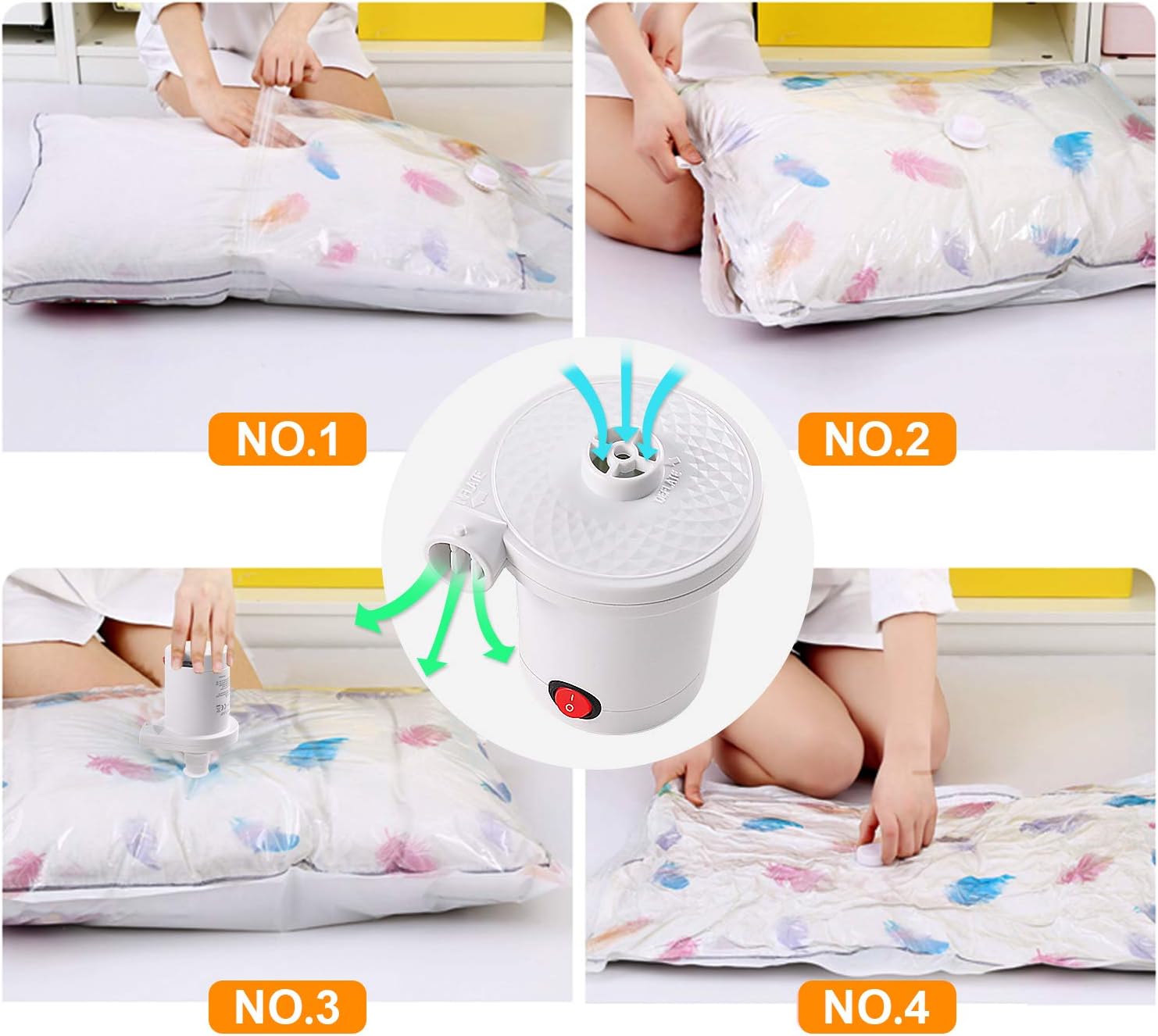 chamvis Mini Electric Air Pump,Portable AC/DC Electric Pump with 3 Nozzles for Inflatables for Air Mattress Exercise Ball Inflatables Bed Boat Pool Toy Raft Pump(White): Home & Kitchen