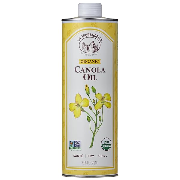 LA TOURANGELLE, ORGANIC CANOLA OIL, EXPELLER-PRESSED NON-GMO CANOLA SEEDS, PESTICIDE AND CHEMICAL FREE, HIGH HEAT NEUTRAL COOKING OIL, 33.8 FL OZ