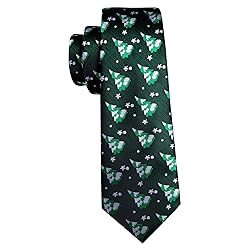 Barry.Wang Mens Christmas Tie Set Black Green White