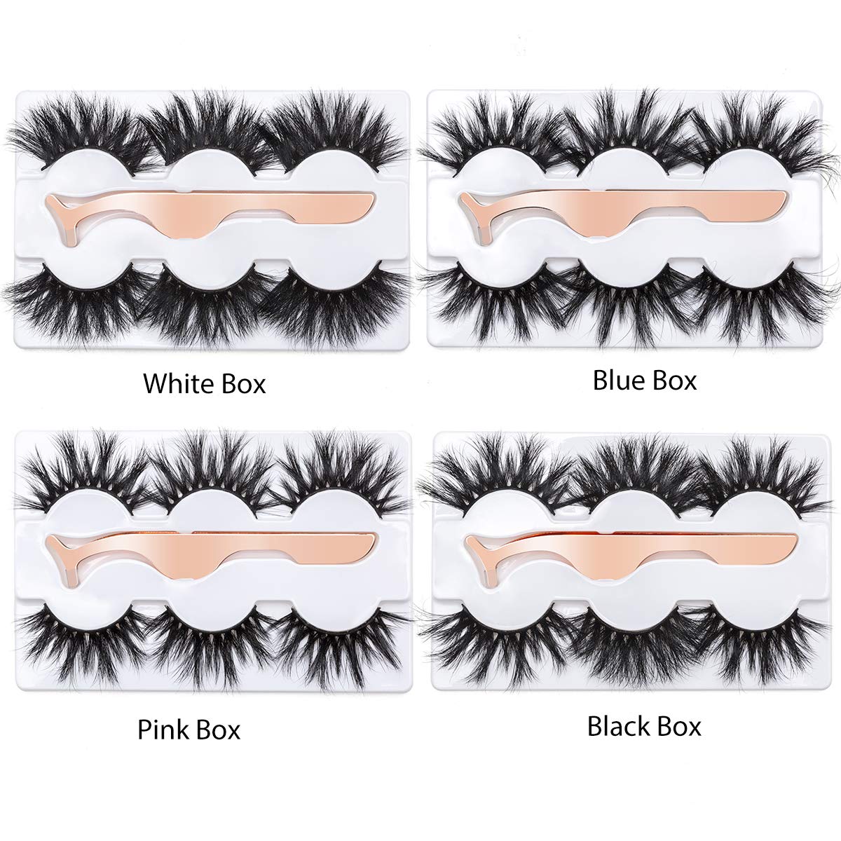 3D Mink Eyelashes 25MM Fluffy False Eyelashes Dramatic Thick Wispy Fake Eyelashes Handmade Long Soft Lashes with Tweezers Cruelty-Free Reusable Different Style 3 Pairs DYSILK