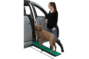 PET GEAR INC Pet Gear supertraX Ramps for Dogs and Cats, Maximum Traction Surface, Portable/Easy-Fold (No Tools Required), Built in Handle for Travel, 5 Models, 42 Inches Long 16 Wide, Supports 150 lbs, Emerald