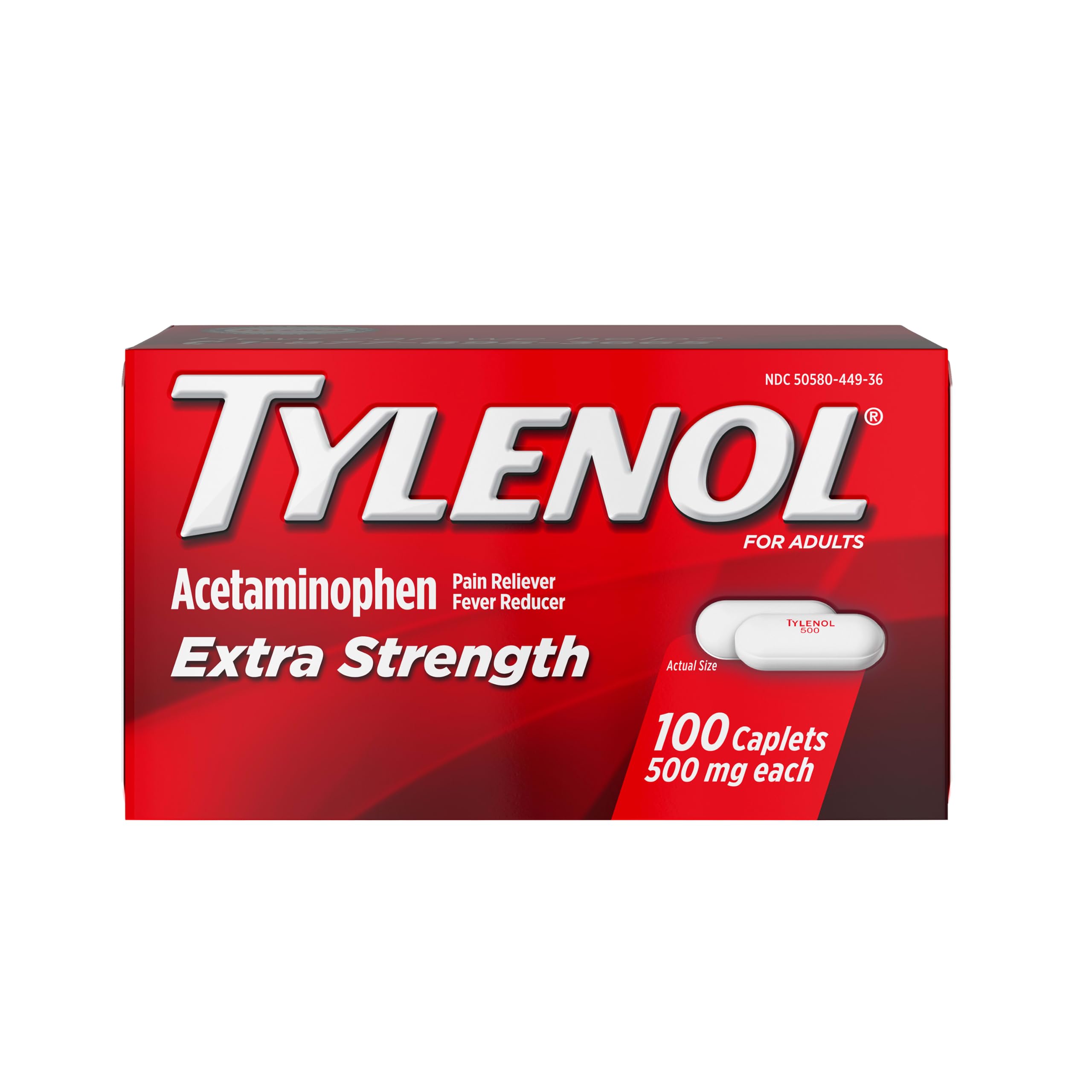 Tylenol Extra Strength Caplets, 500 mg Acetaminophen, 100 Ct