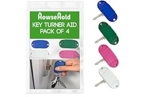 HOWSEHOLD Key Turner Aid for Arthritis Pack of 4 Easy Grip Key Handles for Elderly, Disabled, Weak Hands, MS, Parkinson’s Ergonomic Handle Helps Turn Keys with Ease (4 Colours)