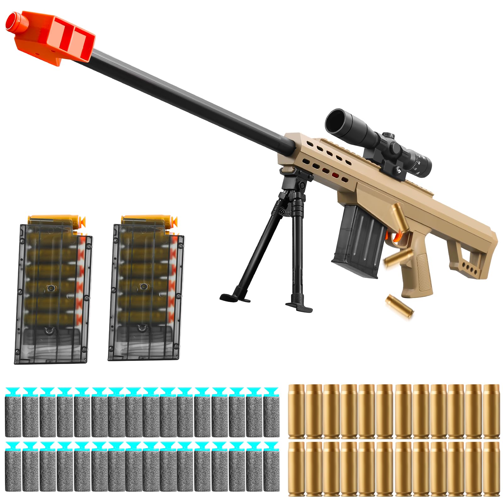 Photo 1 of ( Is Broken) Toy Sniper Rifle with Scope Soft Bullet Toy Gun Shell ejecting Foam Blaster Guns Realistic