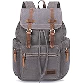 Bluboon Vintage Backpack Leather Trim Casual Bookbag Men Women Laptop Travel Rucksack