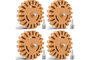 Chunful 4 Pcs 4 Inch Decal Remover Eraser Wheel Tool Kit Gear Adhesive Remover Tool with Drill Mandrel Adapter Decal Wheel for Vinyl Wrap Stickers Tape Residue for DIY Auto Garage Projects