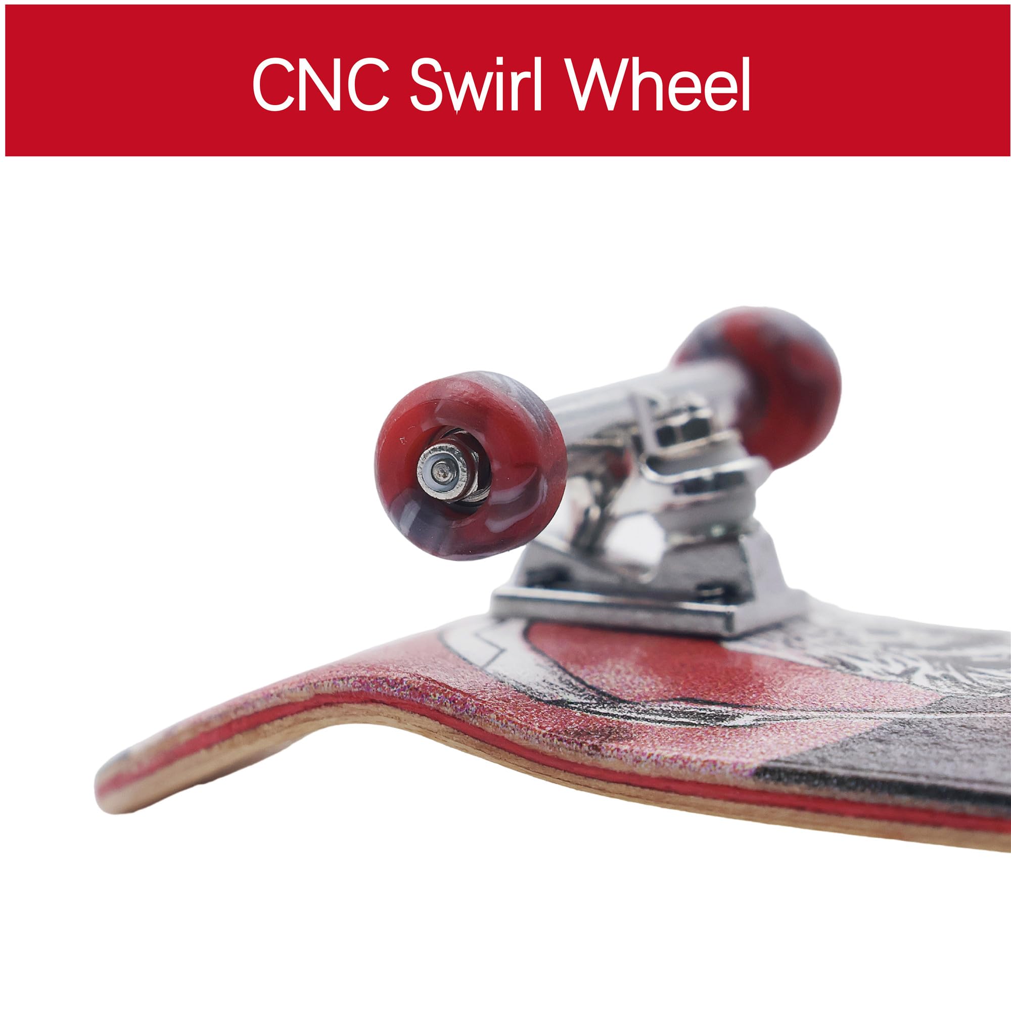 Pro Fingerboard 34mm Wooden Board Professional Finger Skateboard Trucks CNC Swirl Wheels (Death)