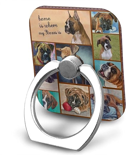 Amazon Cute Boxer Dogs かわいい ボクサー犬 犬柄 スマホリング スマートフォンリング ホールドリング 片手操作 スタンド機能 四角形 指輪型 強力粘着 スマホ固定 おしゃれ かわいい 薄型 軽量 安定 360度 角度調整可能 全機種対応 落下防止 ギフト スタンド 通販