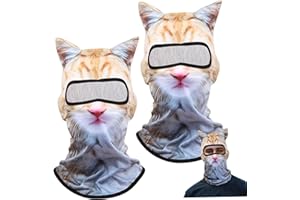 Funny Ski Mask 2PCS Cute Full Face Cat Ski Mask Breathable Animal Hood with Ears for Hiking Riding Skiing Sports Outdoor, Bal