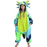 SimZoo Kids Animal Pajamas, Boy Girls Axolotl Cosplay Costume Sleepwear, One-Piece Unisex Homewear 4-13Y