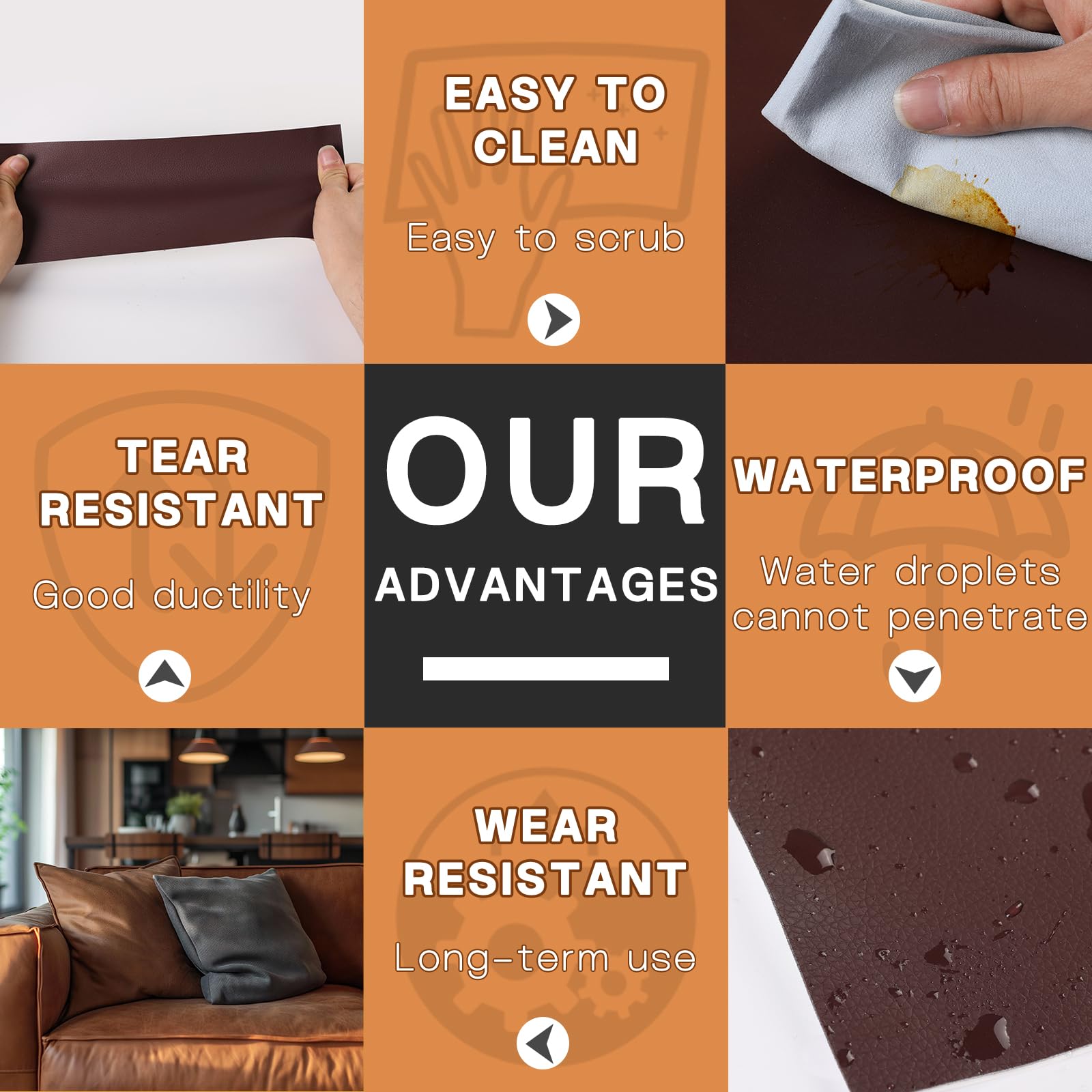 Leather Repair Patch, 3 x 60In Self Adhesive Leather Repair Tape Kit for Furniture, Couch, Sofa, Office, Car Seats, Car Interior,Vinyl Repair Kit (Black-Fine Grain)