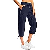Soothfeel Women's Cargo Capris Pants with 6 Pockets Lightweight Quick Dry Travel Hiking Summer Pants for Women Casual