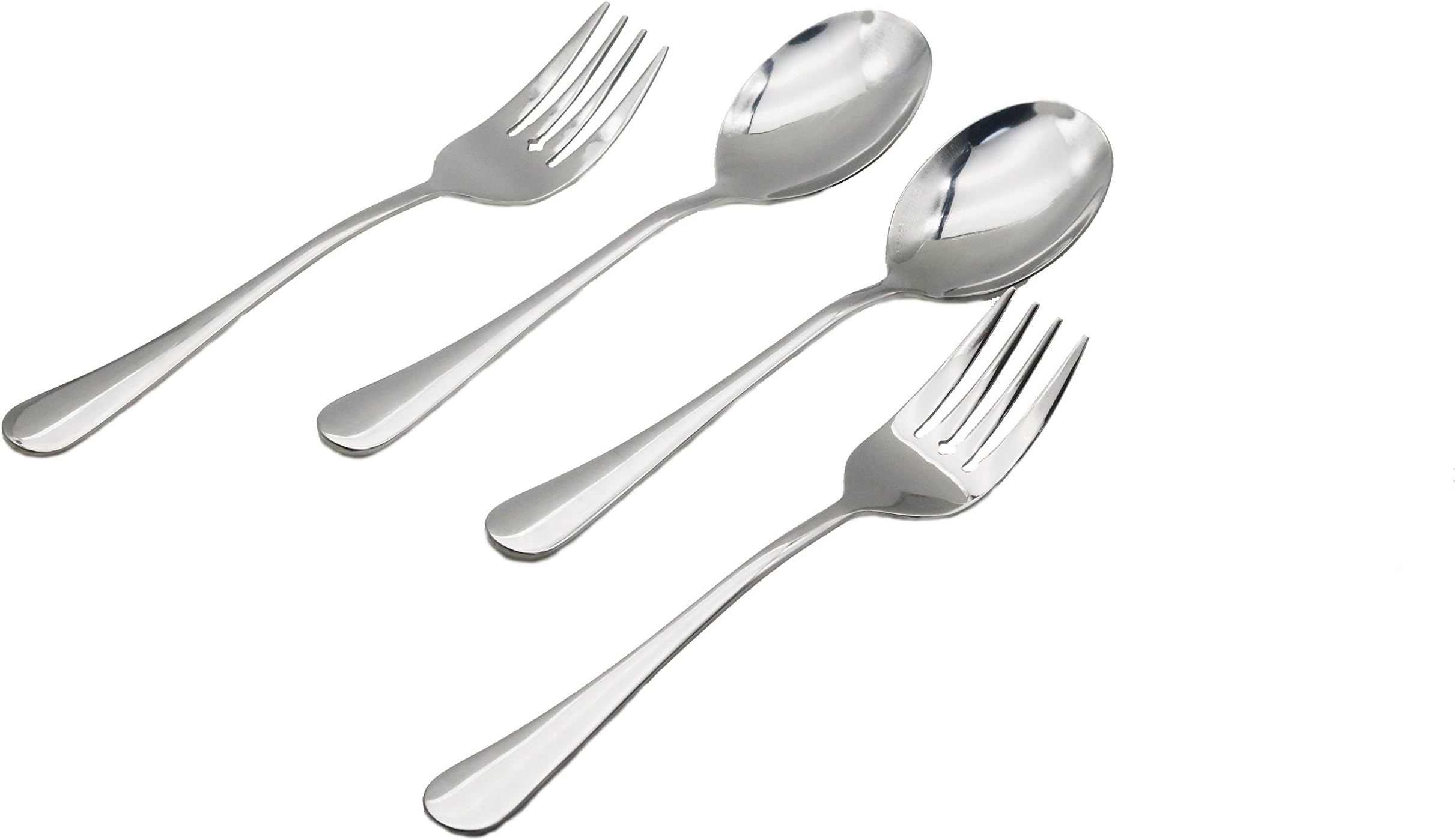 Flatware serving sets,Serving Spoons & Serving Forks Set (4 pack, 2 of each),Buffet & Banquet Style Elegant Classic Serving Utensils, Never Rust Durable Stainless Steel(4-piece set)