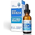 Bold Botanica D3-K2-A, Liquid Vitamin Complex, Vegan D3 from Organic Algae with Vitamin K2 (MK7) and A for Immune Support, Natural Orange Flavor, Tastes Delicious, 1 FL OZ. (30mL)