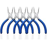 KAIHAOWIN 5" Mini Needle Nose Pliers - 5 Pack, Precision Small Long Nose Pliers for Jewelry Making &amp; Wire Cutting, Spring Loaded Thin Needle Nose Pliers Set, Rustless High Carbon Steel
