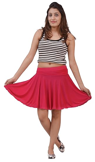 Girls Carrol Cotton Silk Short Skirt (Rani Pink, Free Size)