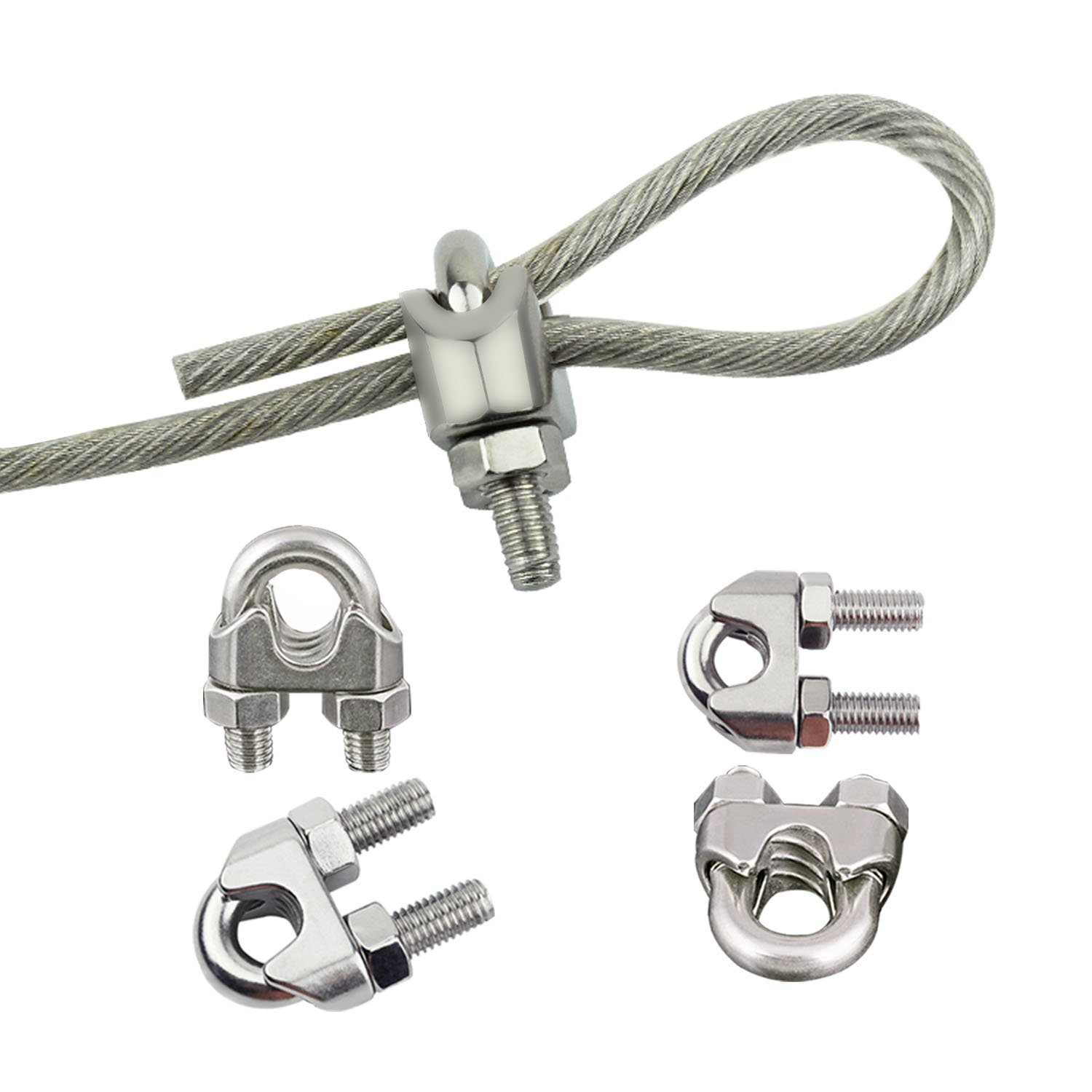 Wire Rope Clip, WeiMeet Wire Rope Clamp M3 Stainless Steel Cable Clamps ...