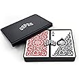 Copag 1546 Design 100% Plastic Playing Cards, Bridge Size (Narrow) Red/Black Double Deck Set (Regular Index)