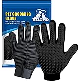 Pet Hair Removal Glove with 255 Silicone Tips for Dogs &amp; Cats, 1 Pair Black | 2-in-1 Deshedding &amp; Massage Mitt, 5-Finger Flexible Design, for Bathing &amp; Grooming, Safe for Long/Short/Curly Hair Pets